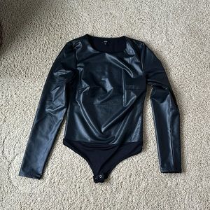 NWOT faux leather contour bodysuit